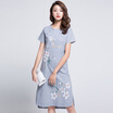 Sibara House 2017 summer buckle printing embroidery Chinese wind cheongsam temperament plain dress S72R0224A11M gray M