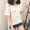 VIVAHEART Korean casual fashion smiley print T-shirt round neck short sleeve jacket female VWTD174133 pink S