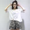 City plus CITYPLUS literary Fan loose loose thin round neck pierced irregular hem T shirt CWTD174474 white L