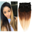 Brazilian Virgin Hair Brazilian Straight Hair Clip In Hair Extensions 1B 1B427 7pcsSet 100gLot Soft Ombre Human Hair Bundles
