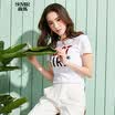 Semir Semir short sleeve T-shirt summer round neck Korean casual letter cotton half sleeve T-shirt 12216000004 bleached L