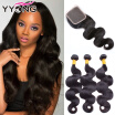 8A Brazilian Virgin Hair With Closure 3 Bundles Hair Bundles With Lace Closures YYONG Hair With Closure And Bundles Big Sale