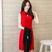 A morning morning 2017 Chinese style women&39s sleeveless cheongsam short paragraph sunscreen loose long sleeves dress spring&summer suit S71R0050A1510S outside the black inside the red S