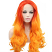 Anogol 2 Tones Red Ombre Orange Peruca Laco Sintetico Heat Resistant Long Body Wave Wigs Synthetic Lace Front Wig