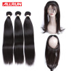 3 Bundels Peruvian Virgin Hair Straight 2242 360 Frontal With Bundles Allrun 100 Unprocessed Human Hair Peruvian Straight