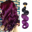 Soft Feel Hair Ombre Brazilian Body Wave Hair Weave 3 Bundles 1BPurple Ombre Human Hair Extension Non Remy Hair