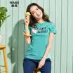 Semir Semir short sleeve T-shirt summer round neck print Korean version of the cotton half-sleeved T-shirt 12216000005 pink green L
