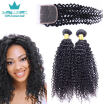 Malaysian Kinky Curly With Closure Rosa Hair Products 3 Bundles With Clsoure Malaysian Virgin Hair With Closure