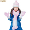 Siggi CM88234 Children&39s Hat Scarf Gloves Three-piece Set of Korean Tide Cute Warm Knit Hooded Hat Boys Girls Kit Navy Cue 21CM