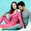 LangSha mens thin couple large size cotton sweater thermal underwear set solid color