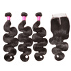 BHF HAIR 8A virgin Human Hair Extensions Brazilian Hair Weave 3 Bundles Body Wave With 4x4 Closure Swiss lace baby hair