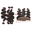 Brazilian Body Wave Lace Frontal Closure With 3 Bundles 100 Human Hair 8A Grade Virgin Brazilian Hair Weave Bundles Frontal