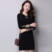 A morning morning 2017 autumn&winter sweater women&39s head Slim long section dress long sleeve 054117A3M wine red M