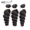 HCDIVA 3 Bundles Loose Wave Brazilian Virgin Hair Unprocessed Human Hair Weaves Bundle Loose Wave 1B Natural Black 3Pcs Lot