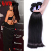 8A Malaysian Human Hair 3Bundles Straight Remy Hair Extensions Human Hair Black Double weft
