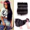 Indian Straight Virgin Hair With Closure 3 Bundles 13X4 Indian Straight Hair With Closure Cheap Straight Human Hair With Closure