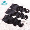 Body Wave Brazilian Human Hair 4x4 Middle Part Closure Bleached Knots With Baby Hair Medium Brown Swiss Lace