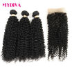 Mink Brazilian 7A Curly Hair With Closure 3 Bundles Brazilian Virgin Hair with Closure Kinky Curly Hair Weave Bundles Free Part