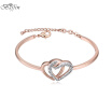 2017 New Fashion Charm Hearts Bracelets Bangles Crystal From Austrian For Women Weddings Party Brand Jewelry Gifts