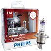 Philips PHILIPS new bright light H4 upgrade car light bulbs 2 loaded bright 100 growth 35 m color temperature 3350K