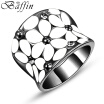 Baffin Austrian Crystals Statement Ring Retro Vintage Black Gun Plated Flower Jewelry For Women Party Accessories