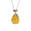 JingTian jewelry S925 silver inlaid agate stone necklace pendant For women Fashion trends Agate petite