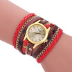 2017 New Fashion Womens Casual Vintage Multilayer Wristwatch Weave Wrap Rivet Leather Bracelet Wrist Watch
