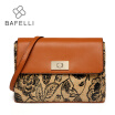 BAFELLI 2017 split leather shoulder bag vintage flowers pattern for women crossbody bag bolsa mujer women messenger bag