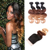 8A Ombre Brazilian Body Wave Hair 3 Bundles With Closure Color 1b427 100 Remy Human Hair