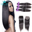 Noble hair Straight Indian Virgin Hair 3 Bundles With Closure