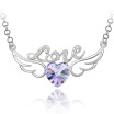 Austrian Crystal Rhinestones Heart Love Pendants Necklaces For Women Gift Jewelry 60CM Long Chain 3401