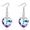 Women Fashion Jewelry Earrings Heart Shape Austrian Crystal Long Drop Earrings For Wedding Evening Party 25546