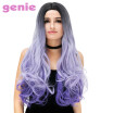 Long Purple Wavy Cosplay Costume Party Wig Women Heat Resistant Synthetic Natural Hair High Temperature Fiber