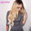 GENIE Long Wave Blonde Ombre Wig Dark Roots Synthetic None Lace Front Wigs Heat Resistant BlackBlondeTwo Tone Hair For Women