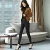 Fort Sheng 2017 new women autumn&winter short paragraph small suit jacket Korean casual fashion Slim solid suit zx1783016 red brown M