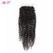 Alot Hair Free Part Brazilian Kinky Curly Closure 130 Density Human Hair Extension Lace Closure Virgin Human Hair Closures Hand T