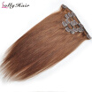 Brazilian Hair Fashion Clip In Human Hair Extension 7PcSet Peruvian Good Silky Straight Hair Color 4 Full Head Sets 75g