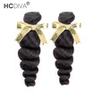 HCDIVA Brazilian Virgin Human Hair Loose Wave 2 Bundles Lot Loose Curl Unprocessed Virgin Hair Extensions Natural Black