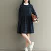 City plus CITYPLUS 2017 autumn&winter new women&39s art wild grid lattice collar long paragraph dress CWQZ178463 dark blue L