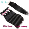 7A Brazilian Virgin Hair Straight With Closure Brazilian Virgin Hair With Closure 4 Bundles Straight Human Hair With Lace Closure