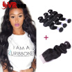 Peruvian Virgin Hair Body Wave 3 Bundles with Closure Remy Human Hair Lace Closure with Puruvian Hair Bundles Extensions