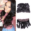 8A Ear to Ear Lace Frontal Closure 13x4 Loose Wave Malaysian Virgin Remy Human Hair Weft Extensions Natural Color