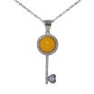 JingTian jewelry S925 silver inset agate necklace girls collarbone chain key pendant