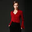 Marc Rebecca solid color long-sleeved shirt Slim V-neck trumpet shirt shirt blouse