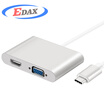 EDAX Type-c to HDMIVGA 2-in-1 Converter Apple New MacBook Accessories Hub Expansion Computer Connection Projector TV - Silver 02 Meter E207
