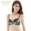 Ou Difen ladies bra sexy embroidery no trace no steel ring small chest gathered bra beauty back XB6451 strange purple 80B