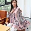 Yimihuasha scarf women spring&summer sunscreen air conditioning shawl autumn&winter warm scarf scarf dual-use bird blue
