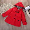 Kids Girls Hooded Winter Clothes Fleece Outerwear Long Trench Wind Coat Jacket