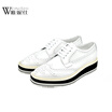New paragraph autumn 2017 womens shoes fashion white shoes round head cowhide with flat casual shoes