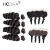 HCDIVA Virgin Hair Loose Wave With Lace Frontal Closure Malaysian Loose Wave Ear To Ear Lace Frontal Closure With 4 Bundle Hair